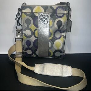 Coach Purple, Silver, Grey Monogram Logo Project /Rehab Crossbody Bag/Purse